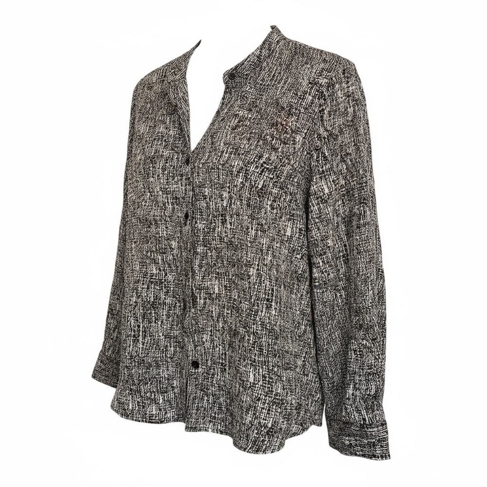 VTG Y2K Michael Kors Button Up Shirt Women Size L Black White Casual Top Ladies‎